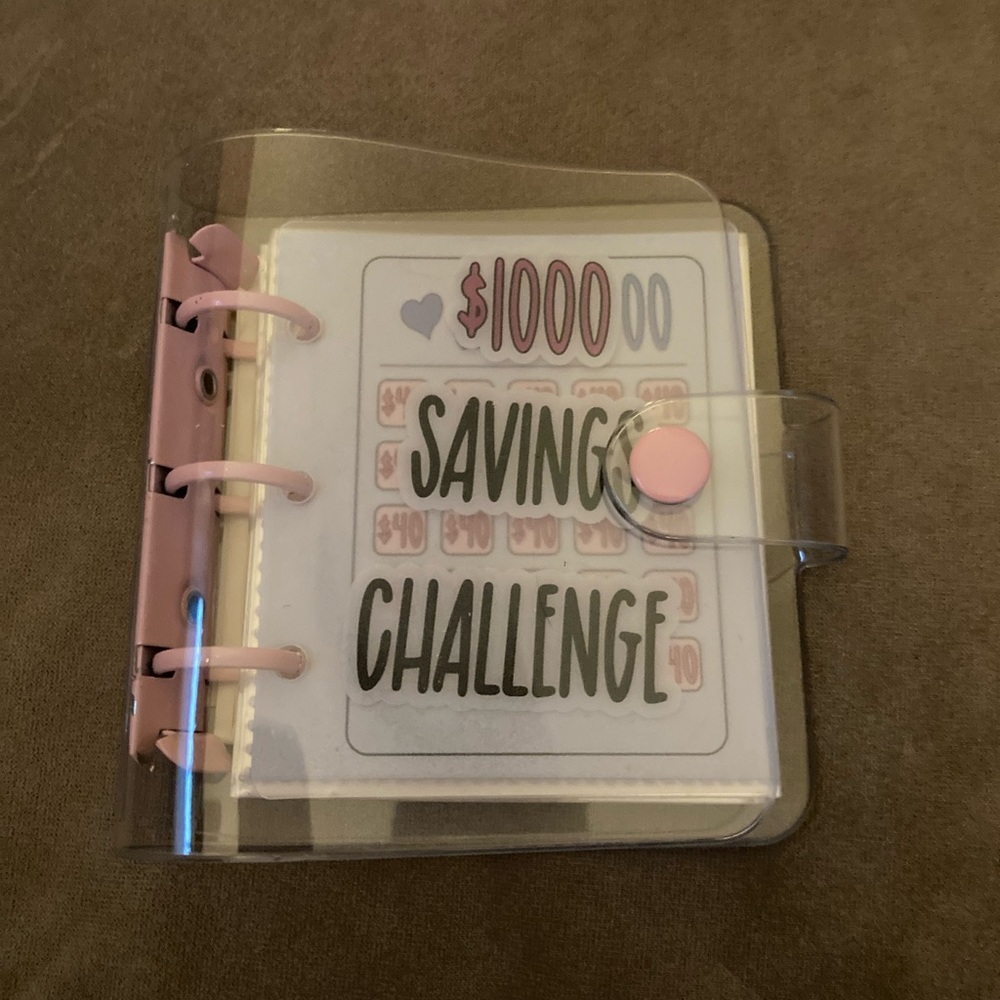 Pink and Clear Savings Challenge Binder
